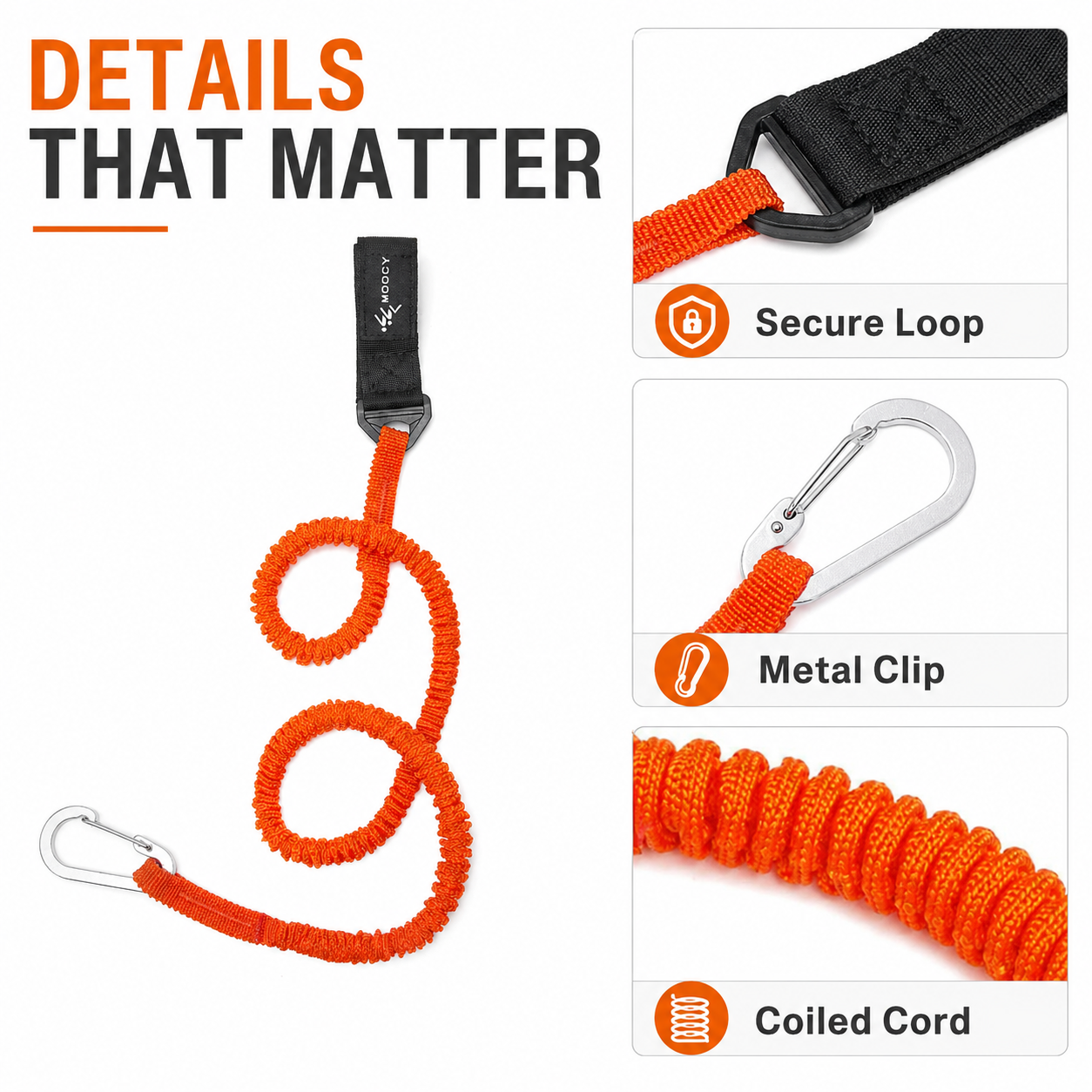 Coiled Paddle Leash Orange Kay - Fishing Kayak Paddle Leash recensie en prijs