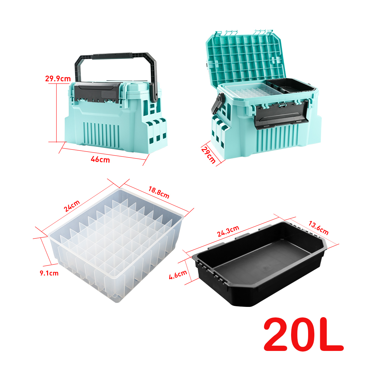 20L FIshing tackle box with eg - Fishing Kayak Crate recensie en prijs