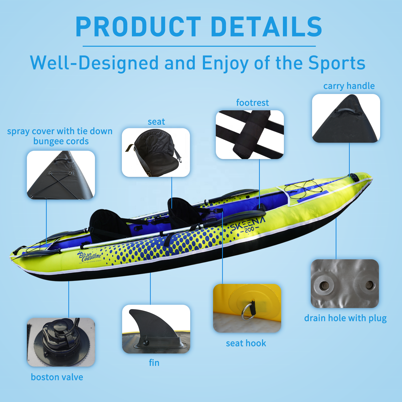 Adult Inflatable Fishing Canoe - Fishing Kayak Seat recensie en prijs