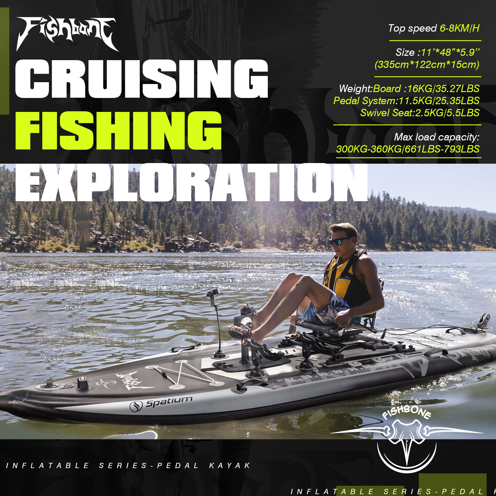 Spatium Pedal Kayak Inflatable - Fishing Kayak Pedal Drive recensie en prijs