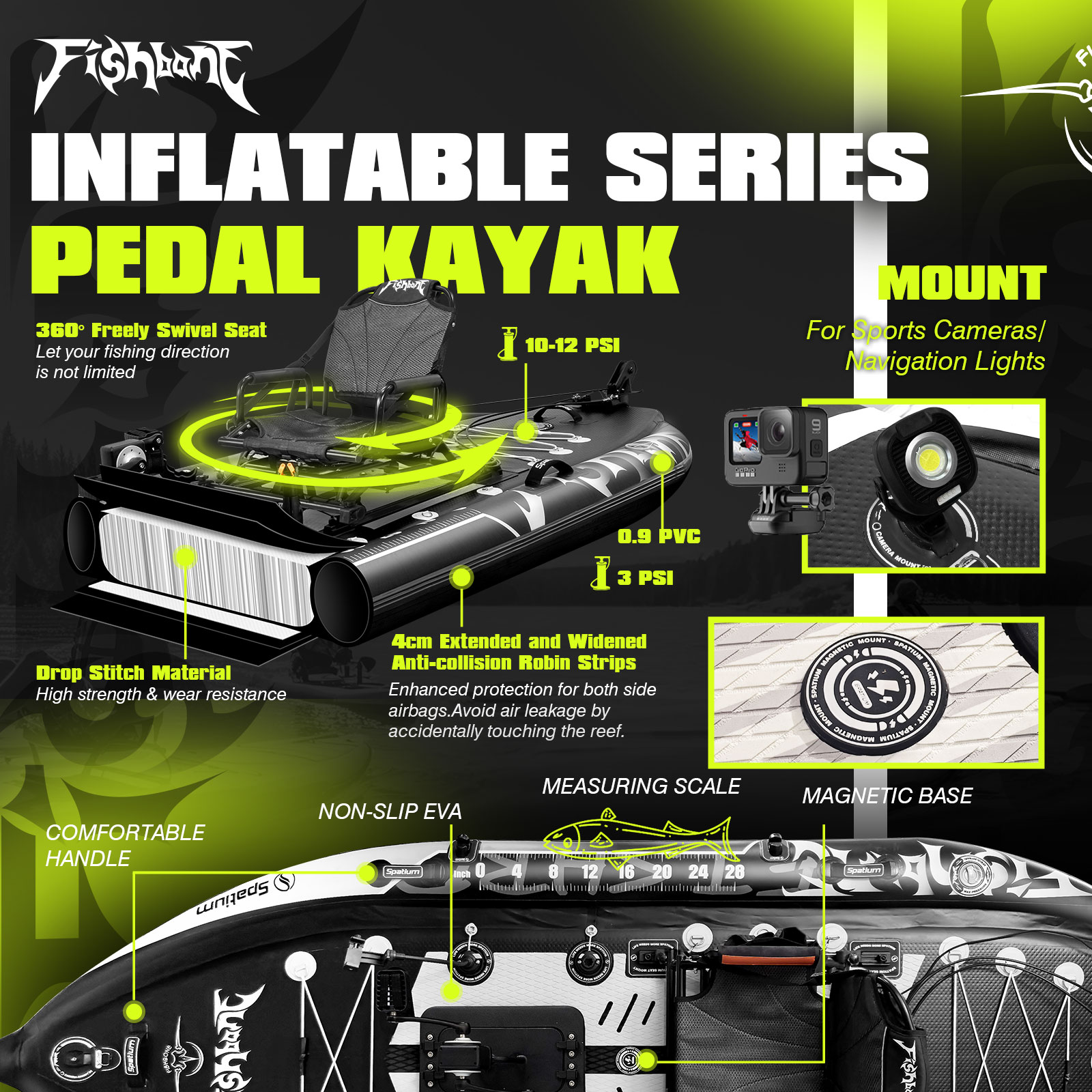 Spatium Pedal Kayak Inflatable - Fishing Kayak Pedal Drive recensie en prijs